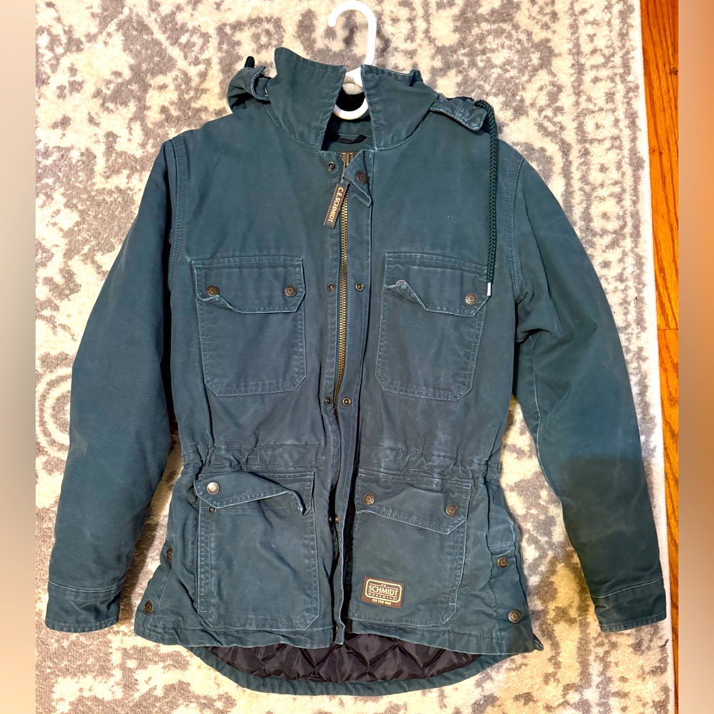 Teal Heavy Duty Hooded Jacket Schmidt Workwear Fit For Her